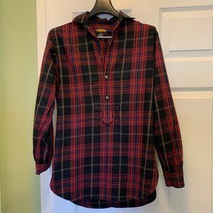 Ralph Lauren Rugby Plaid Long Sleeve Cotton 3/4 Button Tunic Shirt